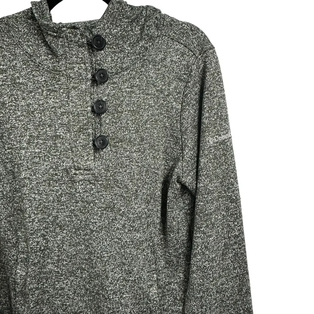 Columbia Women's Hooded Sweatshirt Medium Quarter Button Green Heathered‎